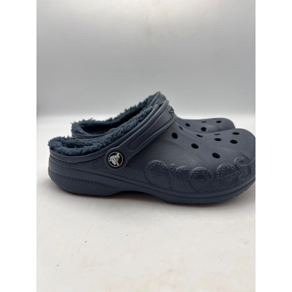 Crocs Baya Lined Navy‎ Blue Comfort Clogs Shoes Size J2